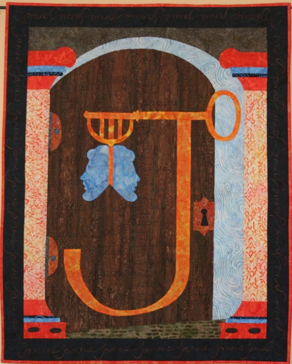 The Janus Gate. One of the beautiful quilts of Swan Sheridan. (You can see a real Roman ceremonial gate in the video below.)